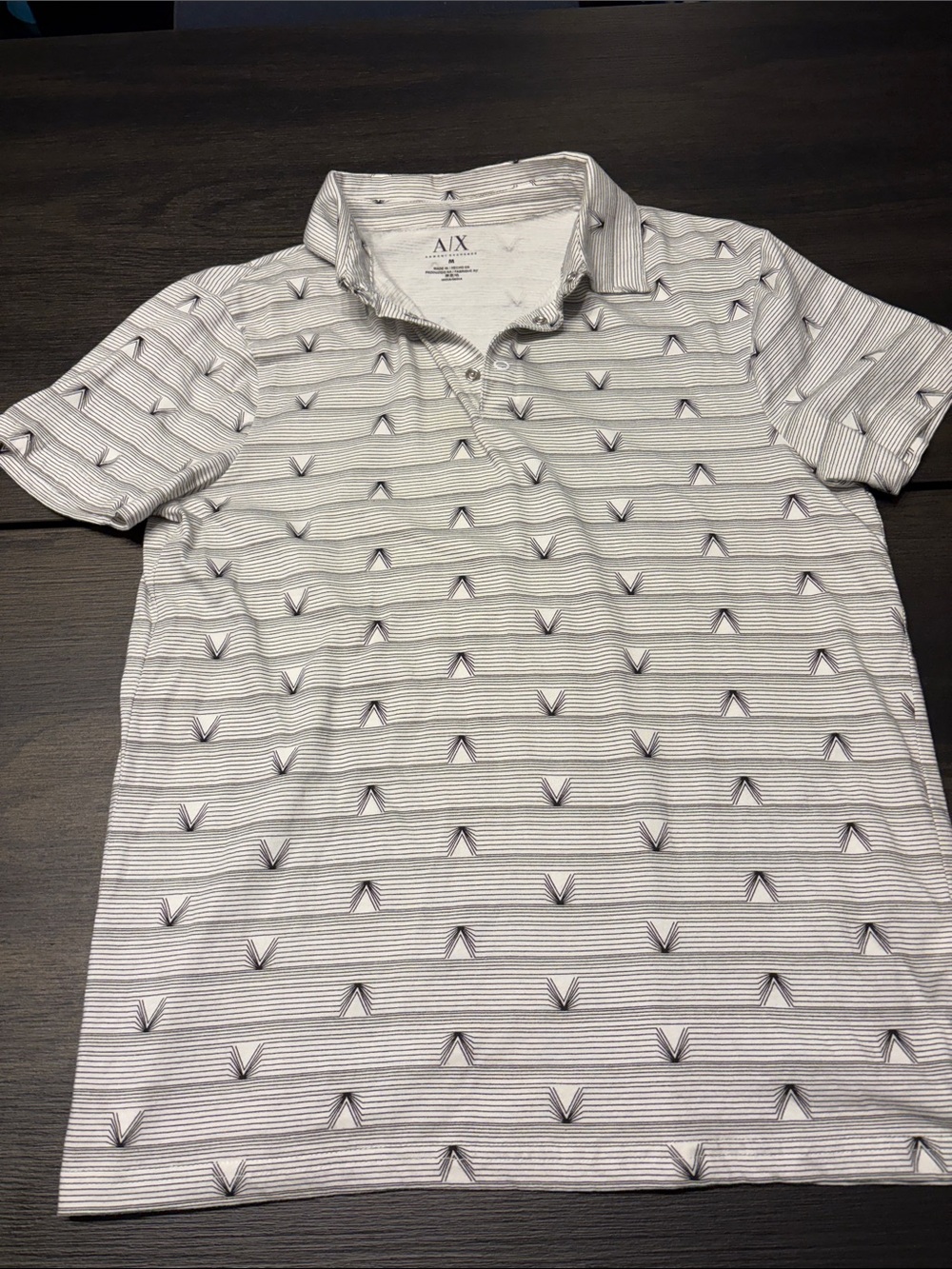 Armani Exchange A|X Men's Geometric Chevron Striped Polo Shirt - Size M